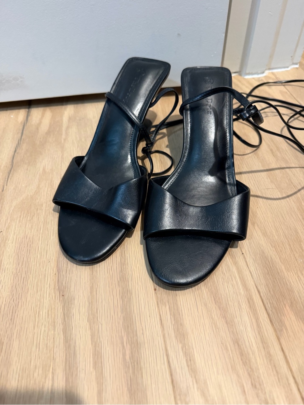 The Drop Elegant Black Lace-Up Wedge Sandals - Picture 2 of 2